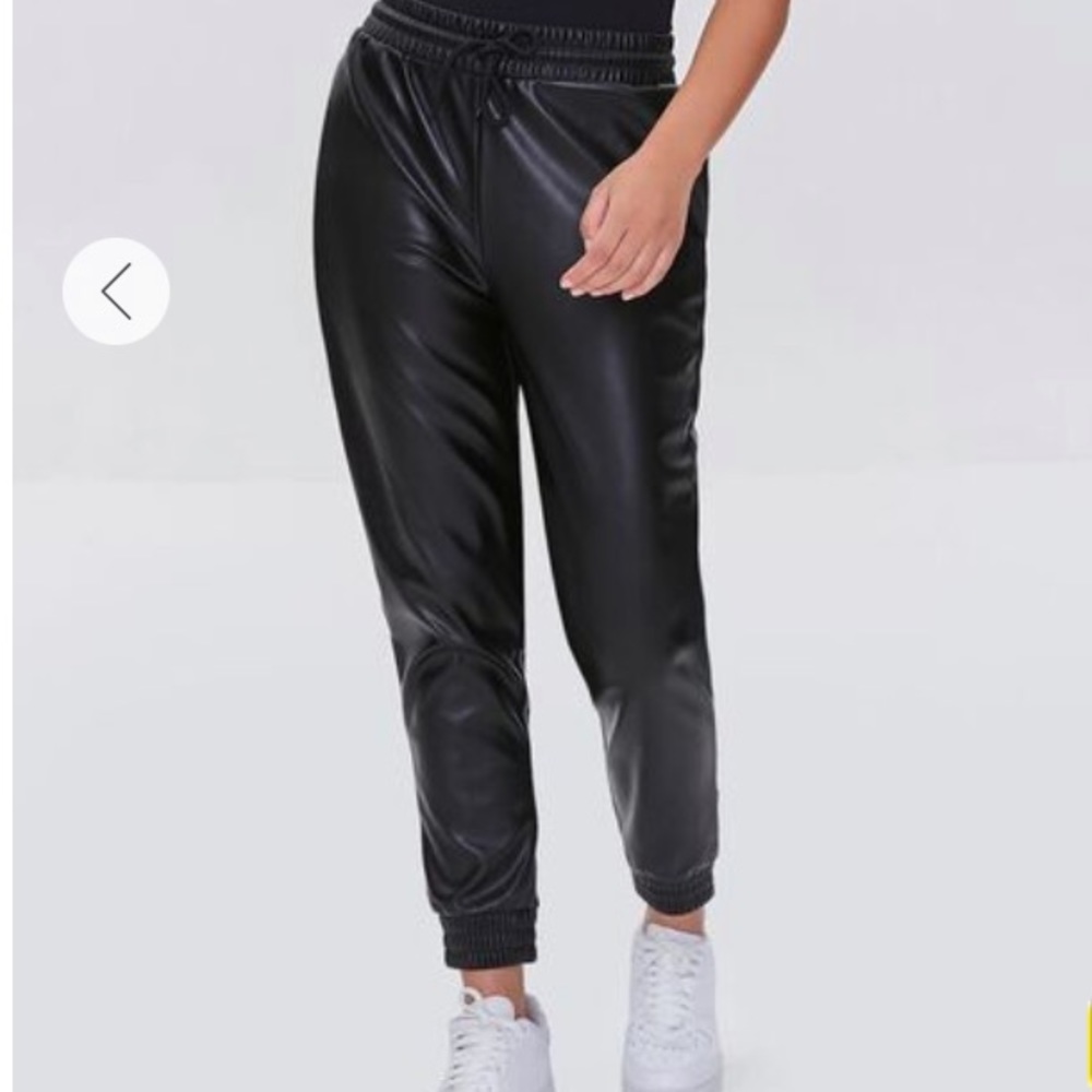 Faux leather joggers